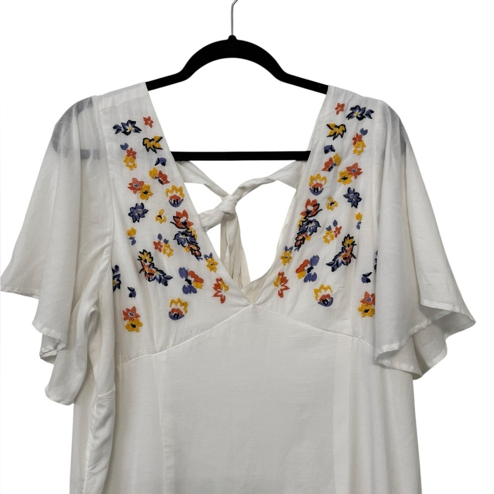 ModCloth White Maxi Dress with Yellow & Blue Floral Embroidery - Picture 4 of 14